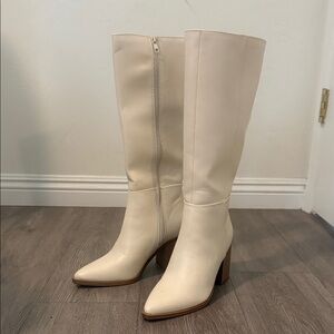 Elegant Cream Knee-High Women's Boots